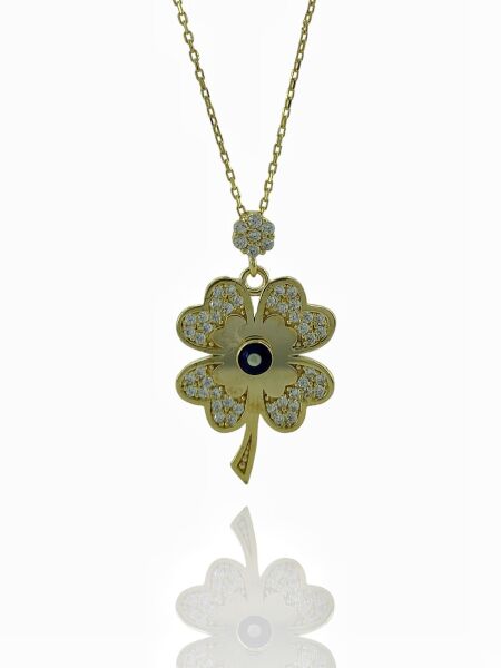 8 Ayar Altın Özel Tasarım Yonca Kolye