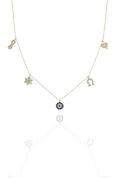 14 Ayar Altın Üst Kalite Nazar Şans Kolyesi Günlük Kolye