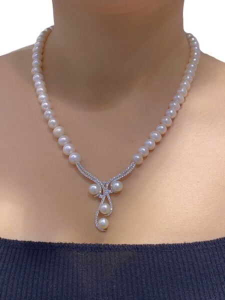 Altın Modeli Şık İnci Gerdanlık 925 Gümüş Kolye