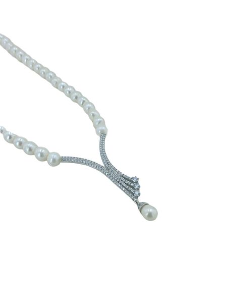 Yeni Altın Modeli Düğün Abiyelik İnci Gerdanlık 925 Gümüş Kolye