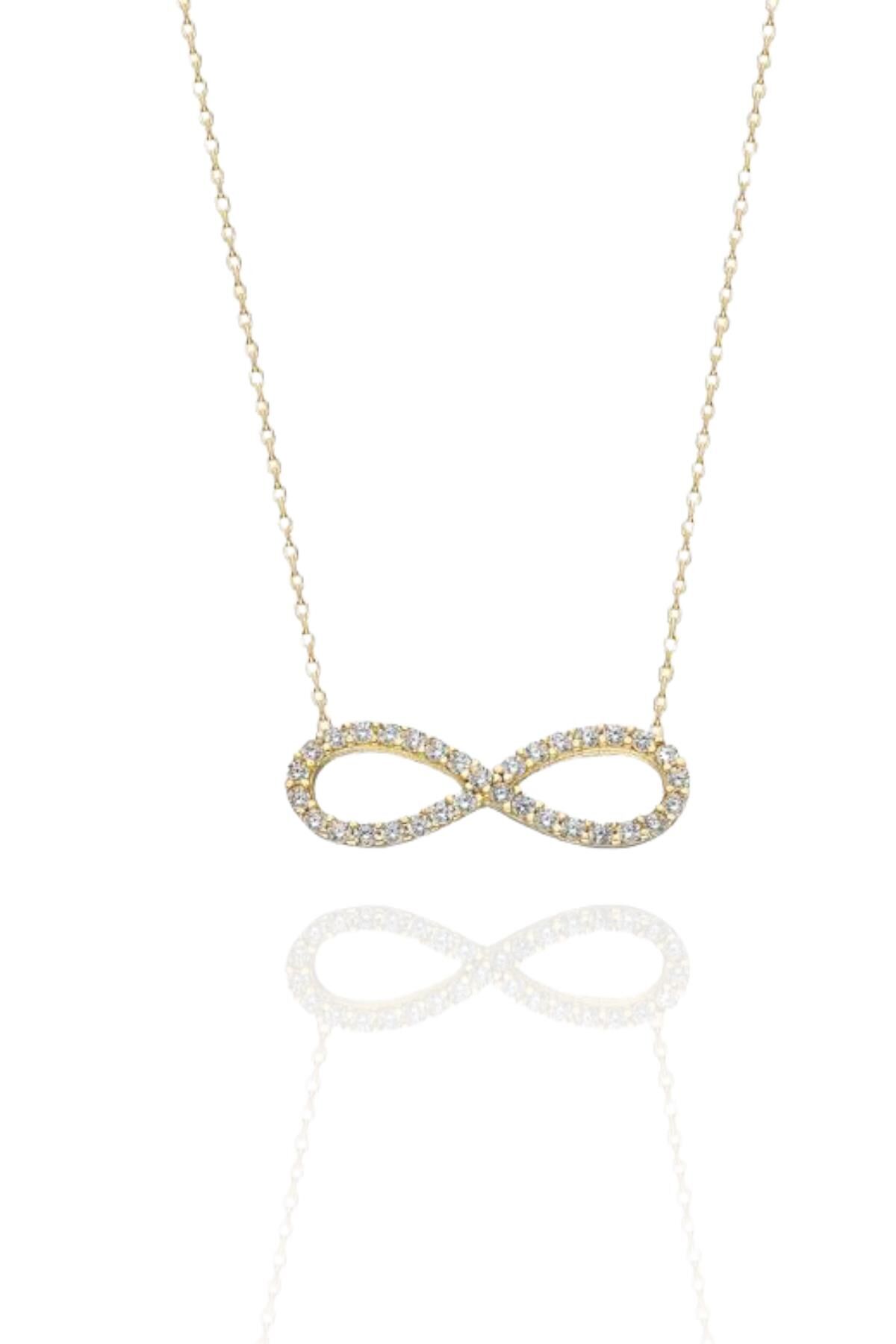 14 Ayar Altın Taşlı Sonsuzluk Kolye