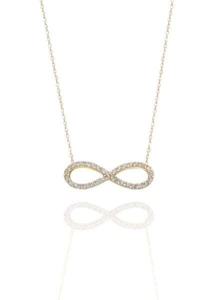 14 Ayar Altın Taşlı Sonsuzluk Kolye