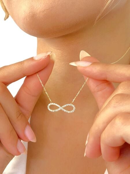 14 Ayar Altın Taşlı Sonsuzluk Kolye