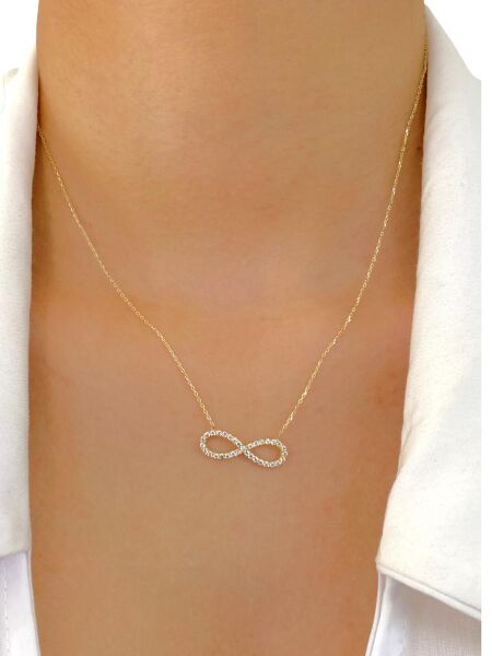 14 Ayar Altın Taşlı Sonsuzluk Kolye