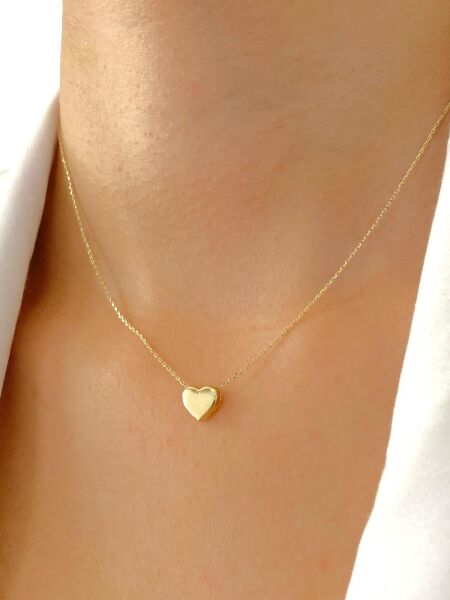 14 Ayar Altın Minik Kalp Taşsız Kolye
