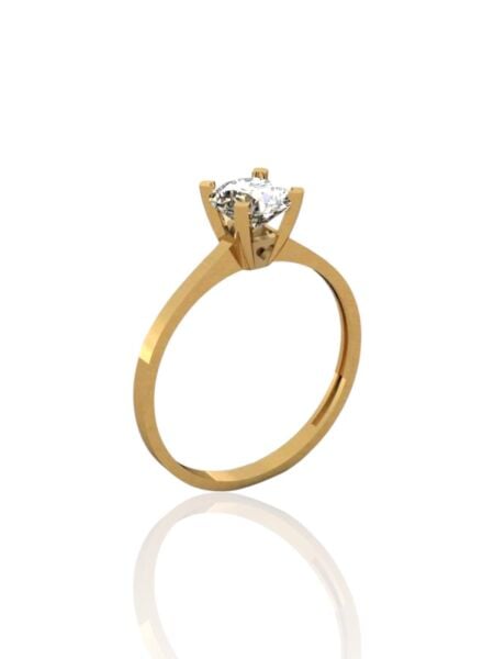 Klasik Tektaş Sade ve Şık 14 Ayar Altın Yüzük