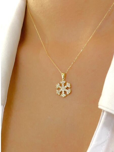 14 Ayar Altın Klasik Kar Tanesi Kolye