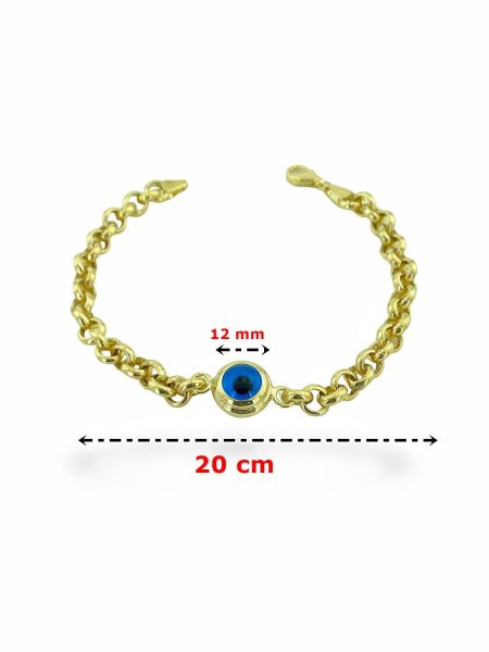 Tek Nazar Göz Boncuk Kalın Doch Zincir Altın Bileklik