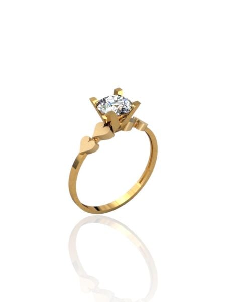 Kalpli Klasik Tektaş Sade ve Şık 14 Ayar Altın Yüzük