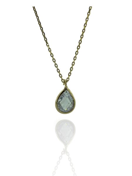 Minik Damla Zirkon Taş Günlük Çok Şık Altın Altın Kolye