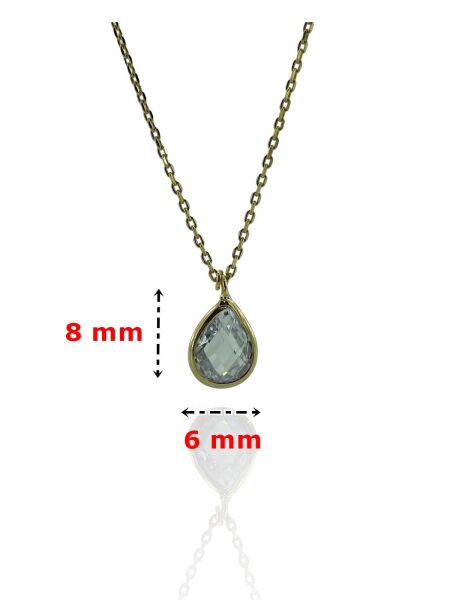 Minik Damla Zirkon Taş Günlük Çok Şık Altın Altın Kolye