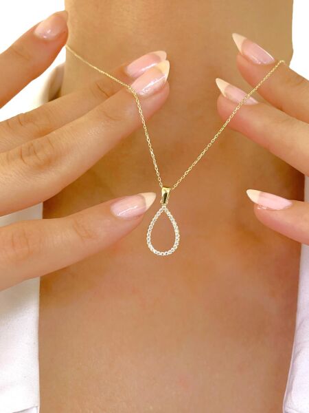 14 Ayar Altın Su Damlası Damla Kolye