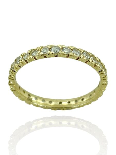 Tek Sıra Tamtur Zirkon Taşlı 14 Ayar Altın Yüzük