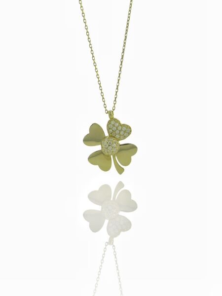 14 Ayar Altın Dört Yapraklı Yonca Kolye